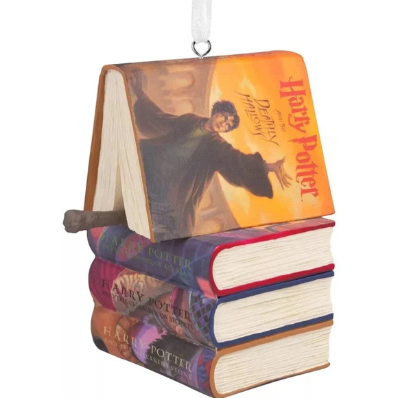 Hallmark Harry Potter Stacked Books with Wand Christmas Ornament, 2.23 x 2.75 - Picture 1 of 5